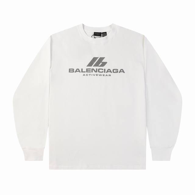 Balenciaga 巴黎世家24FW秋冬新款LB反光印花长袖T恤 -定制260g全棉双纱紧密爽滑面料，布面干净，布纹清晰，手感非常细腻扎实，更加力挺 -印花采