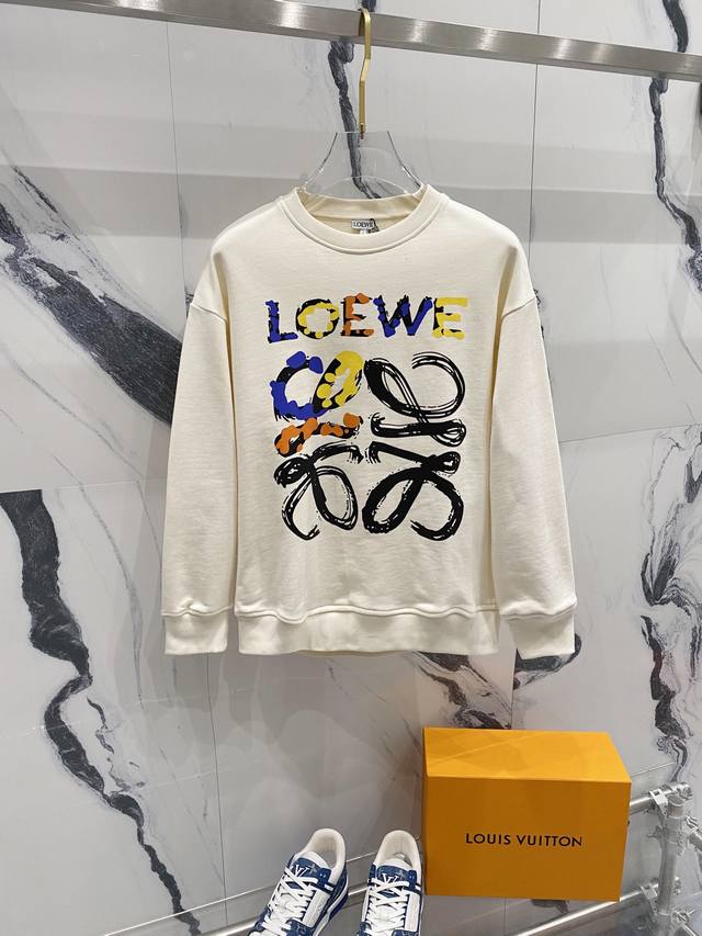 LOEWE 罗意威 2024秋季圆领新款卫衣 经典LOGO图案字母泼墨印花 原版面料 官方同款 400克 同缸染面料 手感非常舒服 百搭超级百搭好看 男女都非常