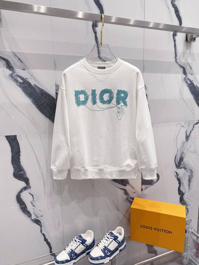 Dior 迪奥 2024秋季圆领新款卫衣 手拉绳字母发泡印花LOGO标识 原版面料 官方同款 400克 同缸染面料 手感非常舒服 超级百搭好看 个性复古气质 男