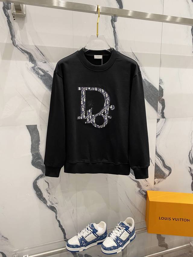 Dior 迪奥 高品质 秋季圆领新款卫衣 经典小蜜蜂贴布刺绣字母LOGO 纯原品质 原版面料 官方同款 同缸染面料 手感非常舒服 超级百搭好看 个性复古气质 男