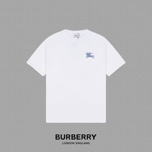 Burberry 巴宝莉] 2024FW短袖T恤 BBR经典战马刺绣 高端32s双纱260克面料 重磅面料 定制拉架罗纹同缸同染 三标齐全 男女同款 颜色：黑色