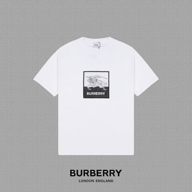 Burberry 巴宝莉] 2024FW短袖T恤 BBR经典战马刺绣 高端32s双纱260克面料 重磅面料 定制拉架罗纹同缸同染 三标齐全 男女同款 颜色：黑色