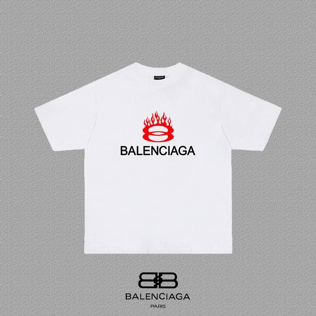 BALENCIAGA 巴黎世家 巴黎字母印花短袖T恤 定织定染280克精梳棉重磅面料 螺纹零色差 细节完美 区别市面通货版本 欢迎对比 男女同款 上图必卖款 颜