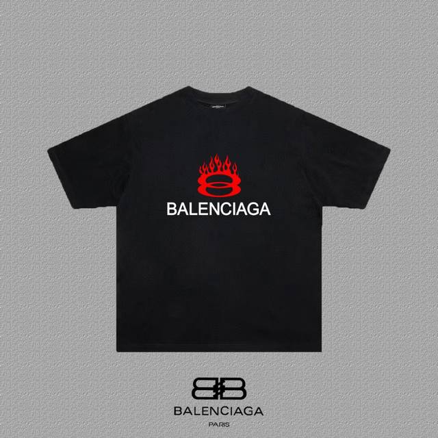 BALENCIAGA 巴黎世家 巴黎字母印花短袖T恤 定织定染280克精梳棉重磅面料 螺纹零色差 细节完美 区别市面通货版本 欢迎对比 男女同款 上图必卖款 颜