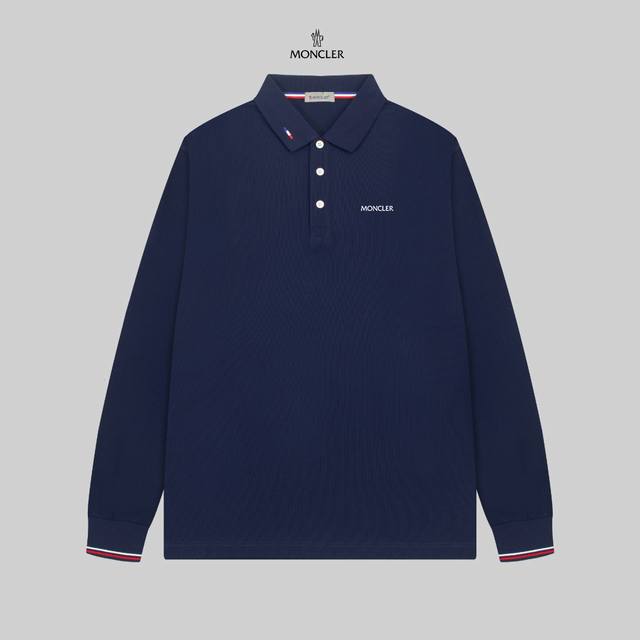 MONCLER 蒙口 24SS新款徽标翻领长袖Polo衫。 简约而不失精炼风范的T恤.缔造现代优雅造型的最佳单品.渠道精品 客供Piquet气孔纤维珠地棉面料,