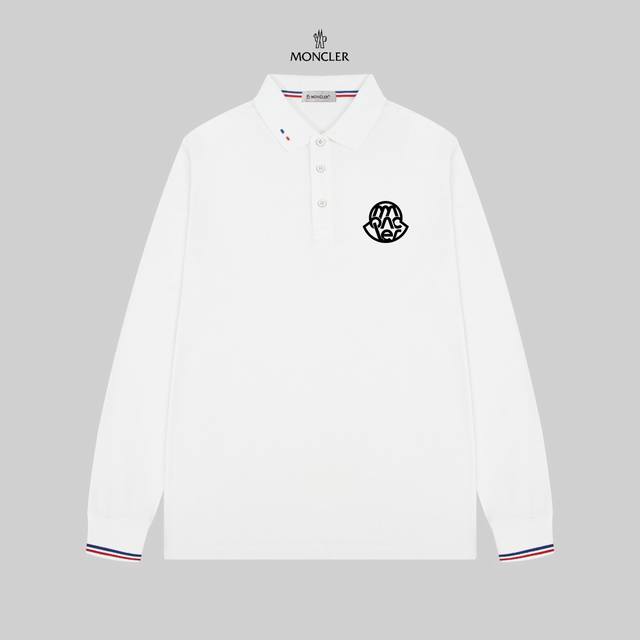 MONCLER 蒙口 24SS新款徽标翻领长袖Polo衫。 简约而不失精炼风范的T恤.缔造现代优雅造型的最佳单品.渠道精品 客供Piquet气孔纤维珠地棉面料,