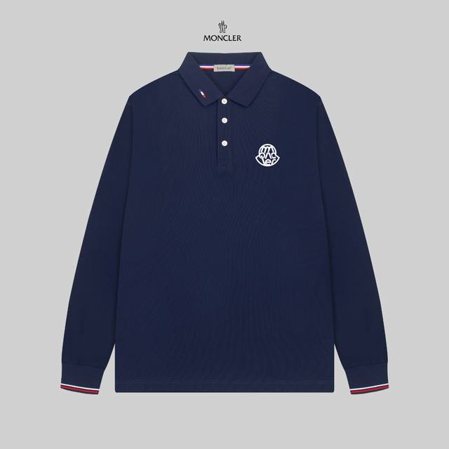 MONCLER 蒙口 24SS新款徽标翻领长袖Polo衫。 简约而不失精炼风范的T恤.缔造现代优雅造型的最佳单品.渠道精品 客供Piquet气孔纤维珠地棉面料,