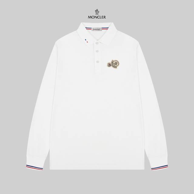 MONCLER 蒙口 24SS新款徽标刺绣翻领长袖Polo衫。 简约而不失精炼风范的T恤.缔造现代优雅造型的最佳单品.渠道精品 客供Piquet气孔纤维珠地棉面 - 点击图像关闭