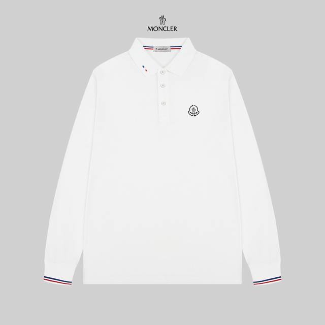 MONCLER 蒙口 24SS新款徽标翻领长袖Polo衫。 简约而不失精炼风范的T恤.缔造现代优雅造型的最佳单品.渠道精品 客供Piquet气孔纤维珠地棉面料,