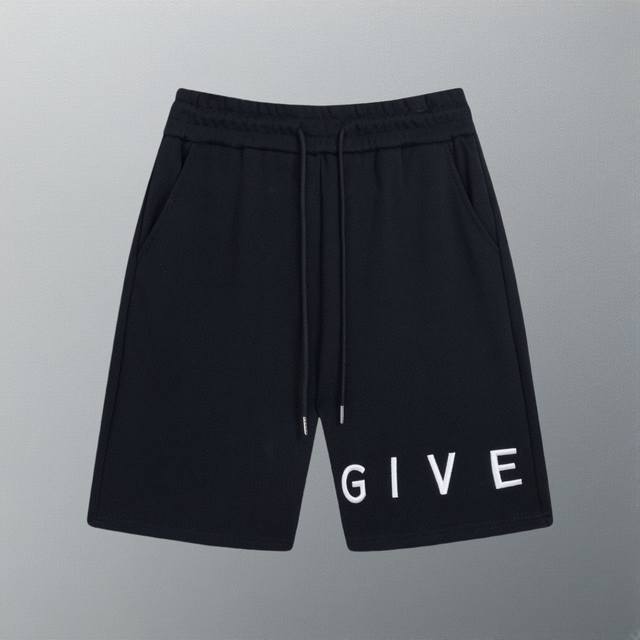 高版本 GIVENCHY 纪梵希 经典立体绣花 LoGO标识 五分裤、360克高品质牛肚纯棉面料、特别手感、超级质感 舒适柔软透气 休闲宽松版型 潮流短裤男女同