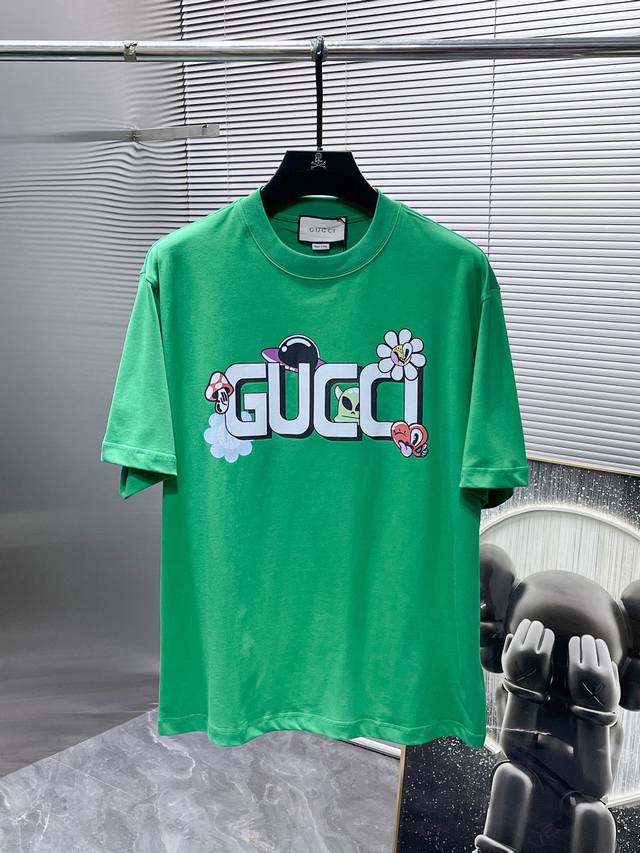 古奇 GUCCI 2024新款 圆领 短袖 T恤 体恤 半袖 ，高端版本！专柜定制面料 透气舒适度高，细节无可挑剔，品牌元素设计理念，体现高品质。手感细腻柔软！