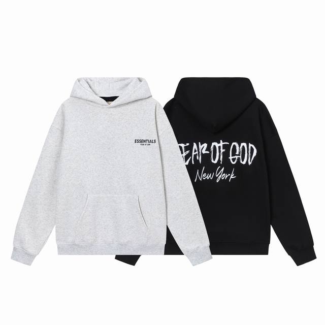 2024SS FOG-8828# 加绒 黑色、灰色、S-XL FEAR OF GOD FOG 复线 ESSENTAILS 美式纽约限定连帽秋冬款卫衣