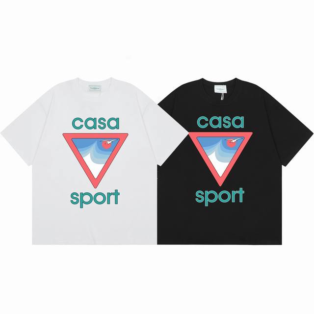 款号C15 Casablanca 高品质纯棉双沙休闲短袖T恤 颜色:黑色 白色 尺码S M L XL XXL