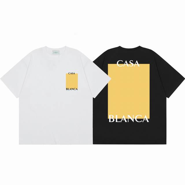 款号C14 Casablanca 高品质纯棉双沙休闲短袖T恤 颜色:黑色 白色 尺码S M L XL XXL