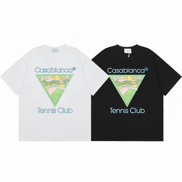 款号C08 Casablanca 高品质纯棉双沙休闲短袖T恤 颜色:黑色 白色 尺码S M L XL XXL