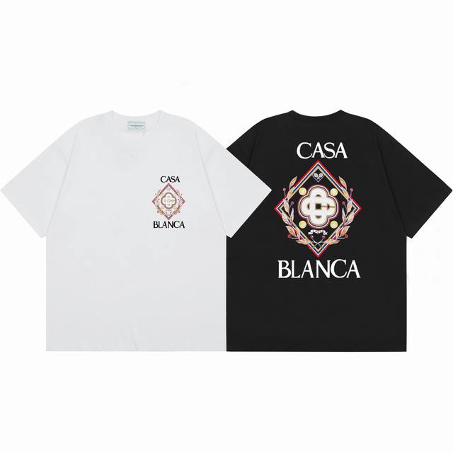 款号C58 Casablanca 高品质纯棉双沙休闲短袖T恤 颜色:黑色 白色 尺码S M L XL