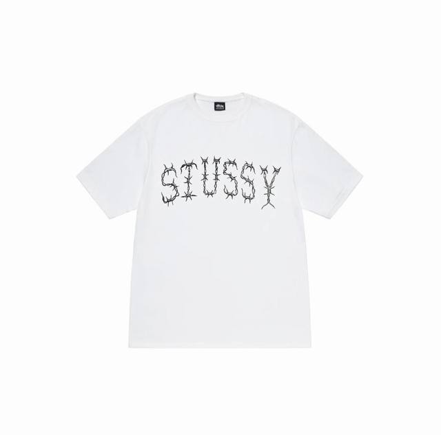 款号HN627 高品质版本，区别通货 STUSSY 斯图西 铁丝图案字母印花男女短袖T恤 -面料精选32支230克双纱面料 手感柔软舒适 吸汗透气. -百搭款