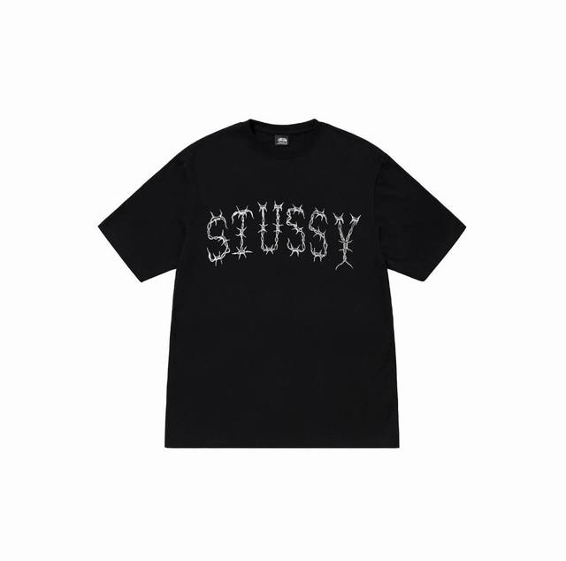 款号HN627 高品质版本，区别通货 STUSSY 斯图西 铁丝图案字母印花男女短袖T恤 -面料精选32支230克双纱面料 手感柔软舒适 吸汗透气. -百搭款