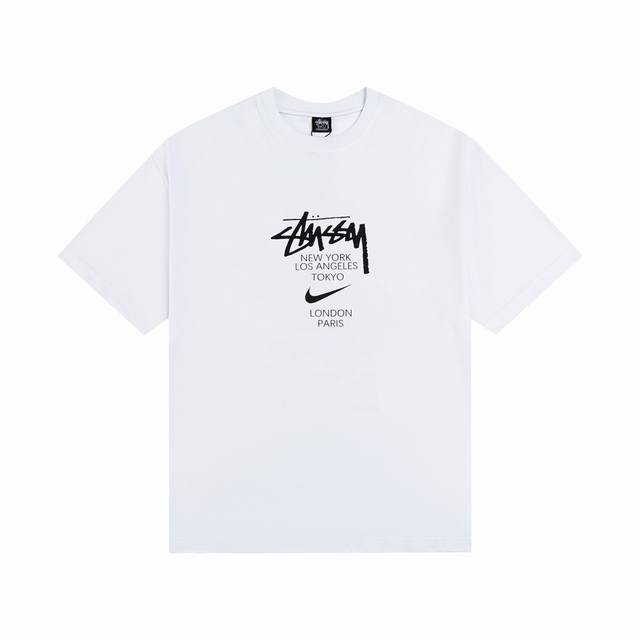 款号HN621 高品质版本，区别通货 STUSSY 斯图西 NIKE联名图案字母印花男女短袖T恤 -面料精选32支230克双纱面料 手感柔软舒适 吸汗透气. -