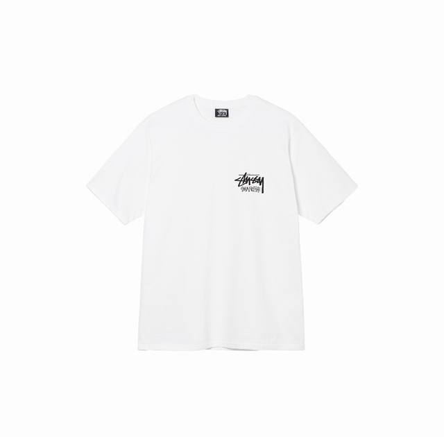 款号HN672 高品质版本，区别通货 STUSSY 斯图西 城市系列 上海限定 背面印花男女短袖T恤 -面料精选32支230克双纱面料 手感柔软舒适 吸汗透气.