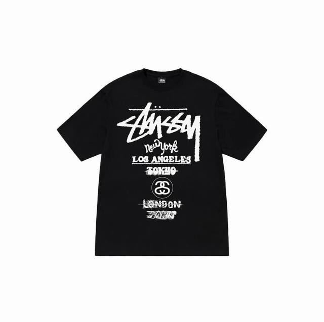 款号HN655 高品质版本，区别通货 STUSSY 斯图西 世界巡游系列 World Tour印花男女短袖T恤 -面料精选32支230克双纱面料 手感柔软舒适