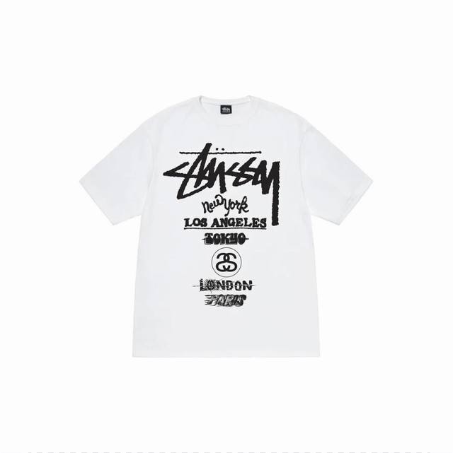 款号HN655 高品质版本，区别通货 STUSSY 斯图西 世界巡游系列 World Tour印花男女短袖T恤 -面料精选32支230克双纱面料 手感柔软舒适