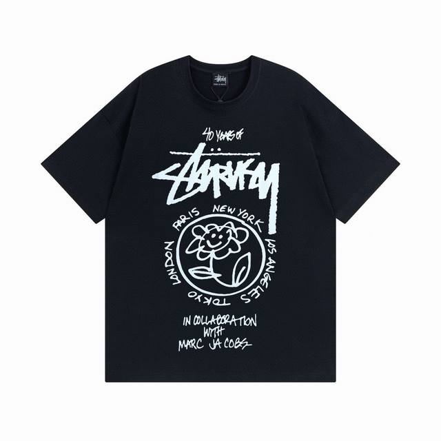 款号HN740 高品质版本，区别通货 斯图西 Stussy x Marc Jacobs 40周年联名款 经典巡游短袖T恤 短袖男女同款 -面料精选32支230克