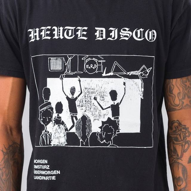 款号FR09 ERD忧郁的富二代HEUDE DISCO朋克风印花短袖 尺码：S M L XL 颜色：洗水黑