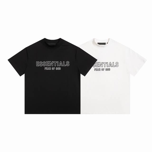 FEAR OF GOD ESSENTIALS镂空LOGO短袖T恤 款号：E2328# 颜色：黑色 白色 码数：S M L XL 面料纯棉230克 宽松版型