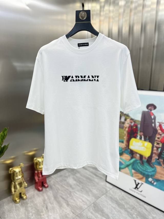 Armani 阿玛尼 2024年春夏新品上新 三标齐全 圆领短袖T恤 好货不用过多介绍 看细节 专柜码数：M-XXXL 175 140建议L