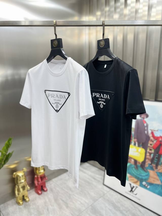 Prada 普拉达 2024春夏新品 三标齐全 T恤短袖 好货不用过多介绍 看细节 专柜码数：M-6XL 175 140建议XL 最大穿220