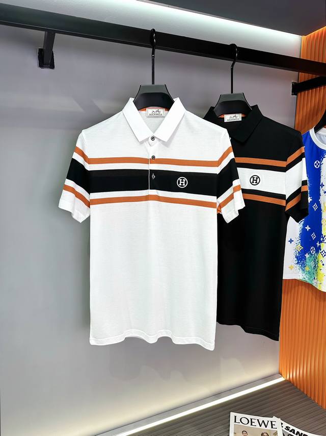 Bur巴宝莉丝光棉polo2024ss夏季新款男士翻领Polo衫！经典商务男款，客供定织100%丝光棉精心制成，面料表面排列均匀整齐的网眼纹理，透气性和散热排汗