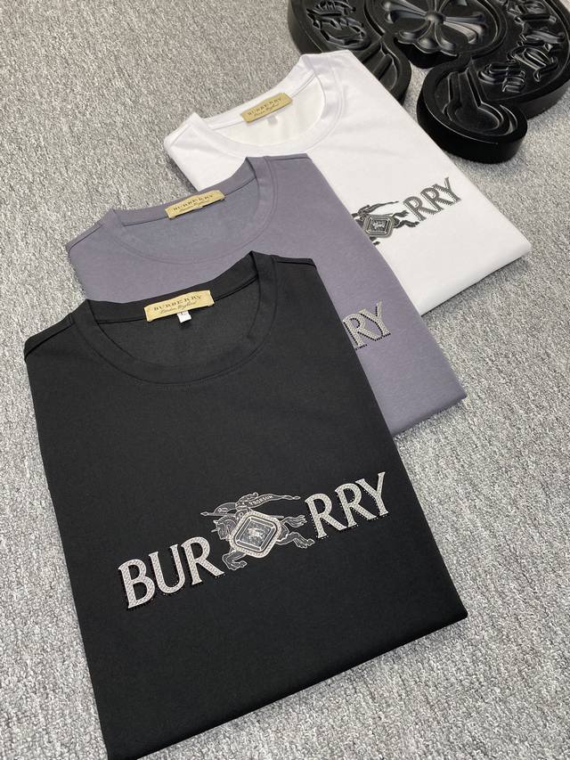 Burberry巴宝莉 2024ss春夏高品质丝光棉短袖T恤 M-6XL可穿至230斤 顶级原单品质，当下最新工艺要求，顶级订单要求车线做工，超级好搭配，顶级定 - 点击图像关闭