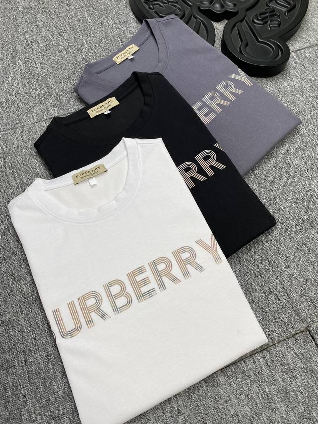 Burberry巴宝莉 2024ss春夏高品质丝光棉短袖T恤 M-6XL可穿至230斤 顶级原单品质，当下最新工艺要求，顶级订单要求车线做工，超级好搭配，顶级定