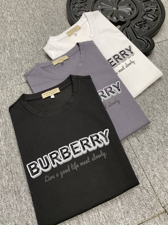 Burberry巴宝莉 2024ss春夏高品质丝光棉短袖T恤 M-6XL可穿至230斤 顶级原单品质，当下最新工艺要求，顶级订单要求车线做工，超级好搭配，顶级定