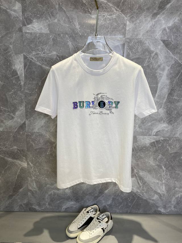 Burberry巴宝莉 2024ss春夏高品质丝光棉短袖T恤 M-6XL可穿至230斤 顶级原单品质，当下最新工艺要求，顶级订单要求车线做工，超级好搭配，顶级定