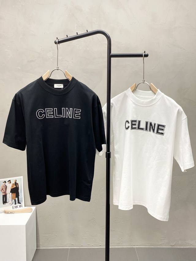 CELINE赛琳独家专供新款原单男士休闲短袖 高端定制 高版本 时尚百搭爆款进口面料 手感超柔软细腻 穿着亲肤舒适 高端精品 代工厂精细做工 上身非常赞 男士必