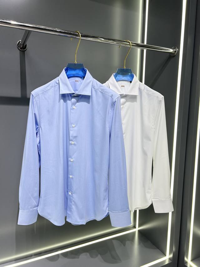 男款免烫弹力府绸shirts ez xxx系列男士商务暗纹休闲hk香港洋行渠道货，纯正血统品质，瑞士原产代工出品，白色暗纹centoventimila棉质长袖精