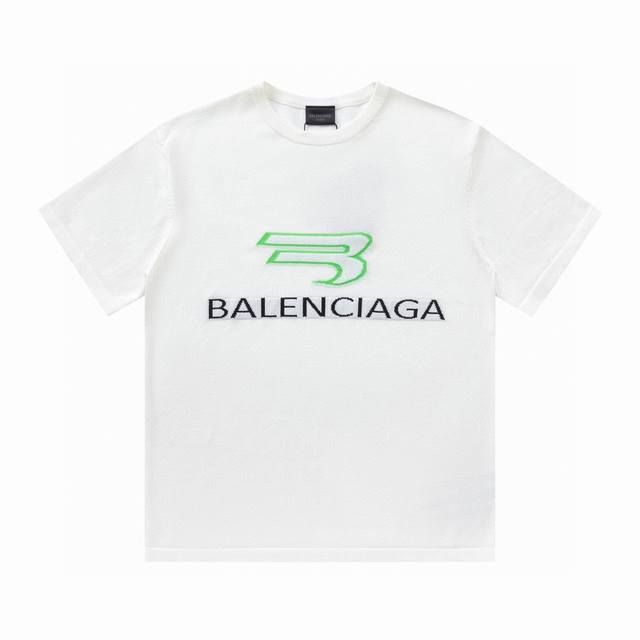 特价 齐码 BALENCIAGA 巴黎世家24ss针织圆领T恤短袖 夏季新品100%，纯棉毛料前后经典字母刺绣短袖针织t恤，面料采用巴黎zp定织定染全棉双纱克重