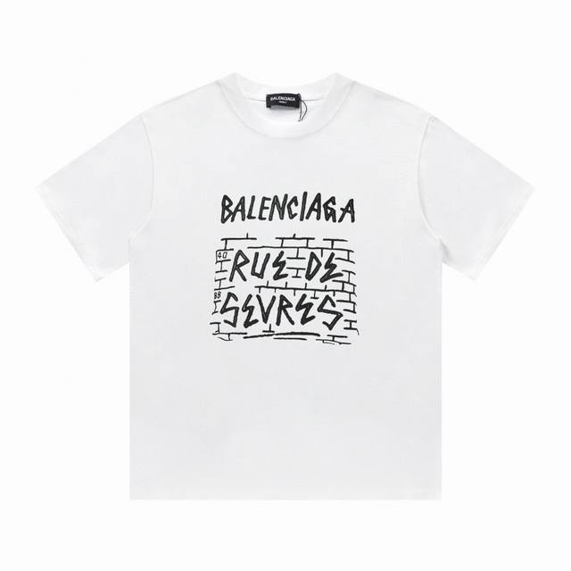 特价 齐码 BALENCIAGA 巴黎世家24SS新款logo印花短袖T恤 采用百分百270克纯棉面料，质感柔软顺滑 采用进口专机高温热固油墨丝网印花，看得到的