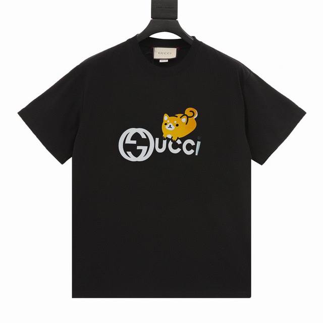 特价 齐码 Gucci 古驰21ss小猫logo印花短袖T恤 定织克重260克 原身布切捆条做罗纹，原版定染颜色，前幅丝网台板手工印花，3d全彩扫描图案做菲林，