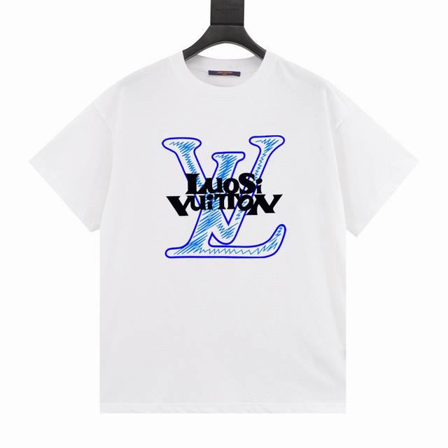 特价 剩余尺码 S M XL Louis vuitton 路易威登24ss蓝白拼色logo印花t恤短袖 精选优质260g纯棉面料，触感软糯亲肤细腻，实物到手绝对