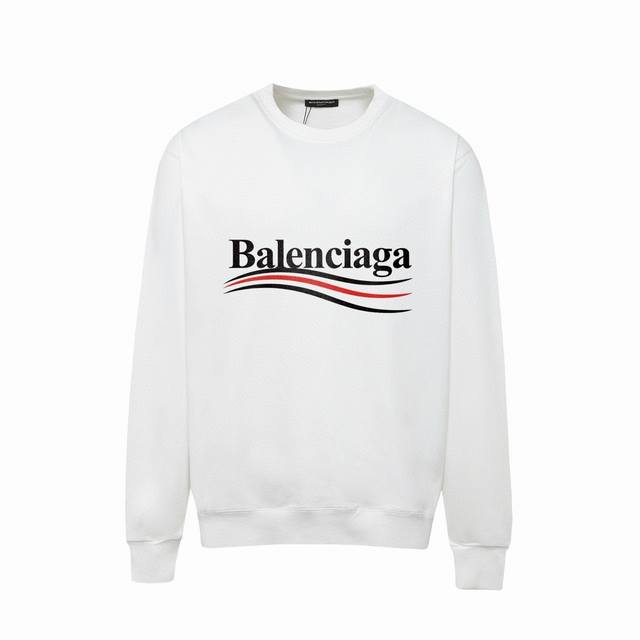 Balenciaga巴黎世家印花圆领毛圈卫衣 1:1对版面料400克毛圈高克重百分百纯棉 提前做过预缩水1×1双纱洗一辈子都不会变形的 男女同款 官网细节一致