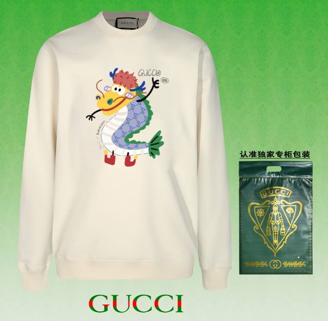 高版本卫衣 配独家图片包装 长期现货 GUCCI~古驰 采用440g重磅面料 区别市场通货 2024FW秋冬款专柜在售，精致印花圆领毛圈卫衣 高端双股纯棉 定制