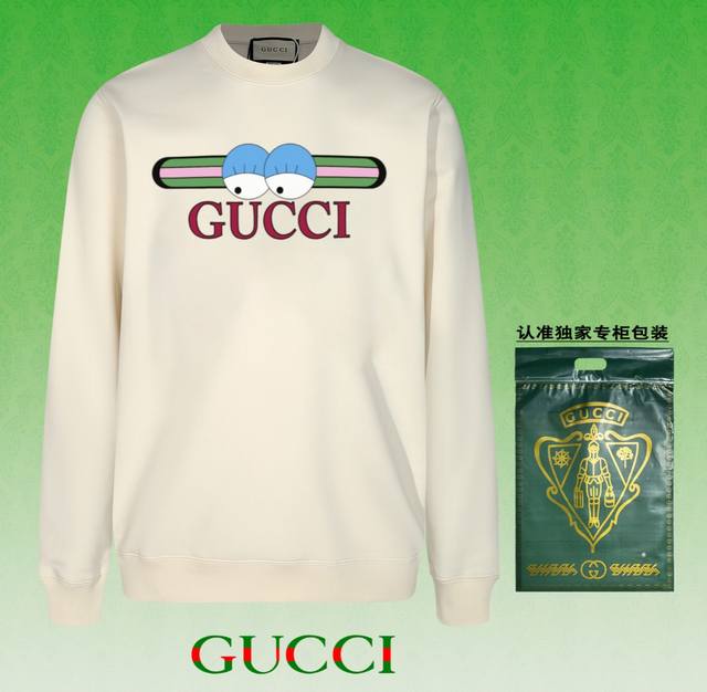 高版本卫衣 配独家图片包装 长期现货 GUCCI~古驰 采用440g重磅面料 区别市场通货 2024FW秋冬款专柜在售，精致印花圆领毛圈卫衣 高端双股纯棉 定制