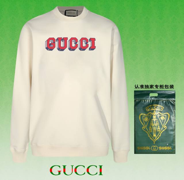 高版本卫衣 配独家图片包装 长期现货 GUCCI~古驰 采用440g重磅面料 区别市场通货 2024FW秋冬款专柜在售，精致印花圆领毛圈卫衣 高端双股纯棉 定制