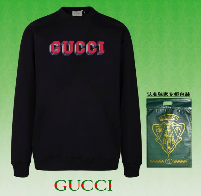 高版本卫衣 配独家图片包装 长期现货 GUCCI~古驰 采用440g重磅面料 区别市场通货 2024FW秋冬款专柜在售，精致印花圆领毛圈卫衣 高端双股纯棉 定制