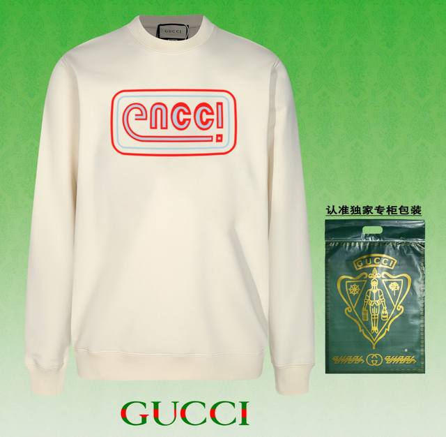 高版本卫衣 配独家图片包装 长期现货 GUCCI~古驰 采用440g重磅面料 区别市场通货 2024FW秋冬款专柜在售，精致印花圆领毛圈卫衣 高端双股纯棉 定制