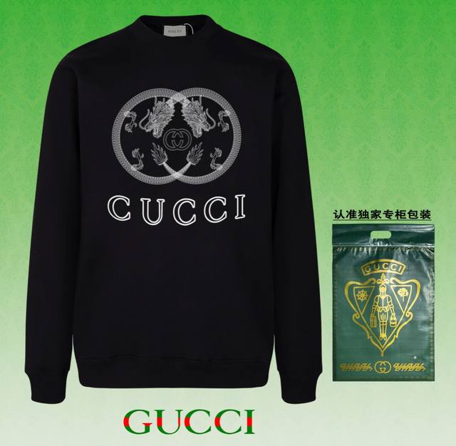 高版本卫衣 配独家图片包装 长期现货 GUCCI~古驰 采用440g重磅面料 区别市场通货 2024FW秋冬款专柜在售，精致印花圆领毛圈卫衣 高端双股纯棉 定制