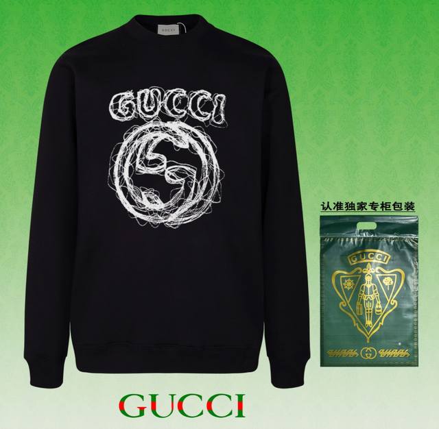 高版本卫衣 配独家图片包装 长期现货 GUCCI~古驰 采用440g重磅面料 区别市场通货 2024FW秋冬款专柜在售，精致印花圆领毛圈卫衣 高端双股纯棉 定制